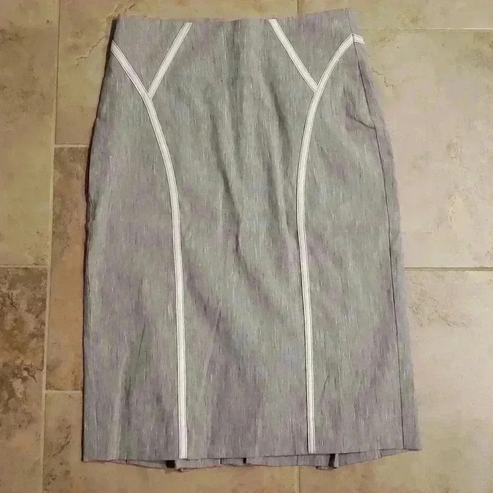 Bebe Linen and Leather Pencil Skirt